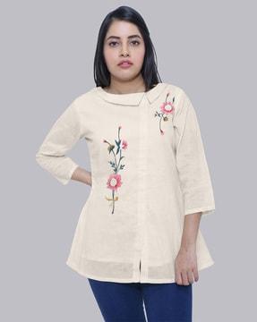 floral embroidered straight tunic