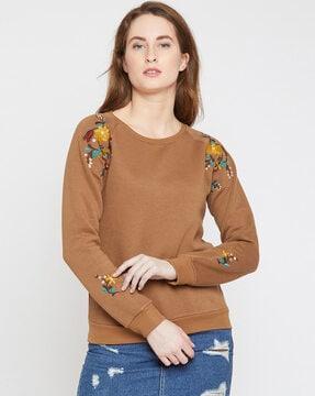 floral embroidered sweatshirt