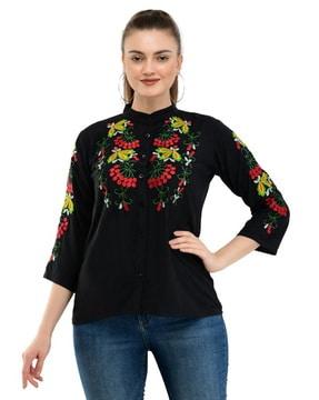 floral embroidered top