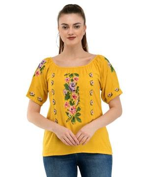 floral embroidered top