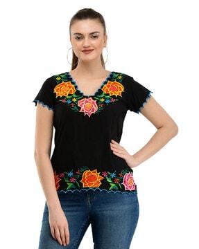 floral embroidered top