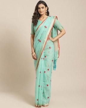 floral embroidered traditional saree