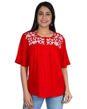 floral embroidered tunic top