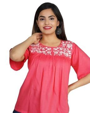 floral embroidered tunic top