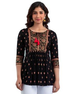 floral embroidered tunic top