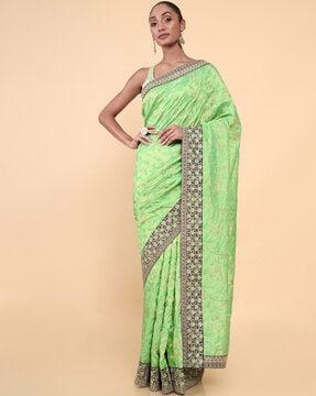 floral embroidered tussar saree