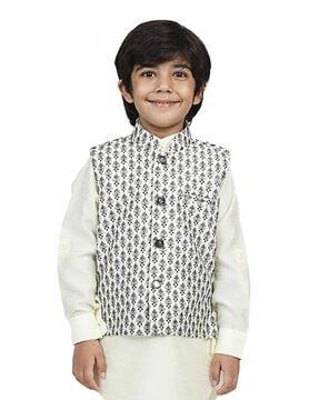 floral embroidered waistcoat with welt pocket