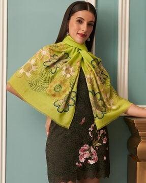 floral embroidered woolen stole