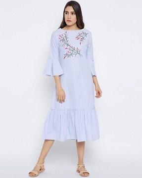 floral embroidery a-line dress