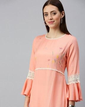 floral embroidery a-line kurta