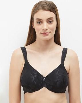 floral embroidery non-padded bra