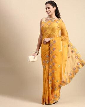 floral embroidery traditional saree