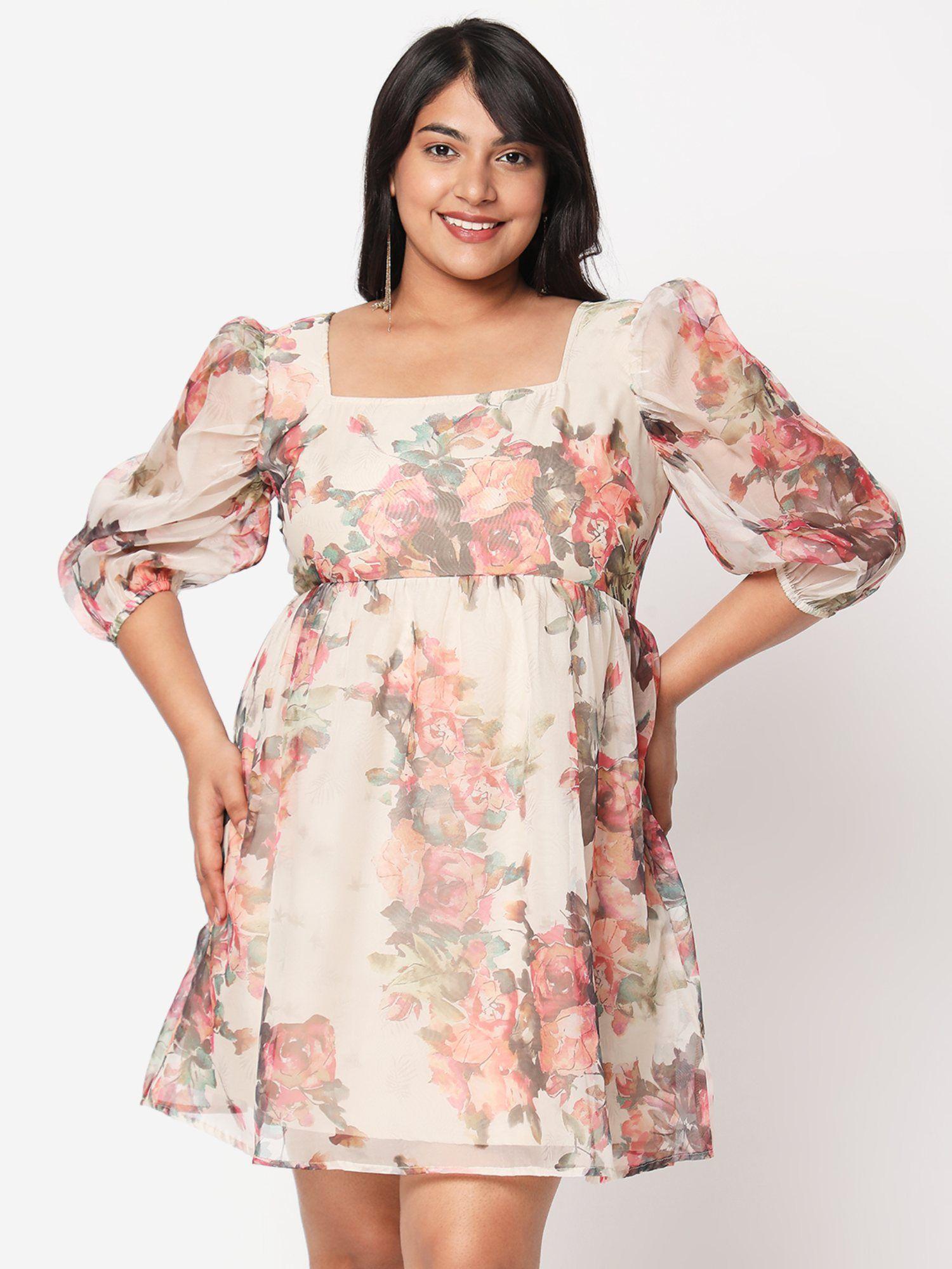 floral empire line short dress