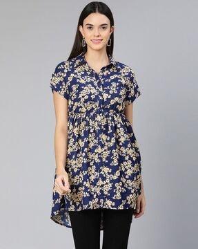 floral fit & flare shirt tunic