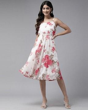 floral fit and flare dress