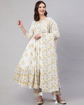 floral flared kurta set