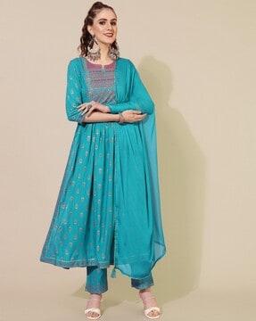 floral flared kurta set