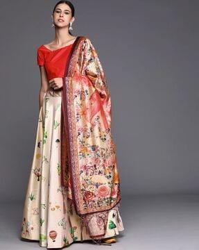 floral flared lehenga choli set with dupatta