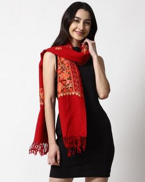 floral floral pattern shawl with tassels