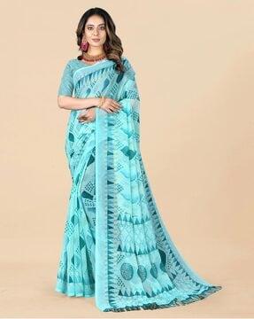 floral foil print chiffon saree