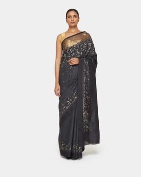 floral foil print saree