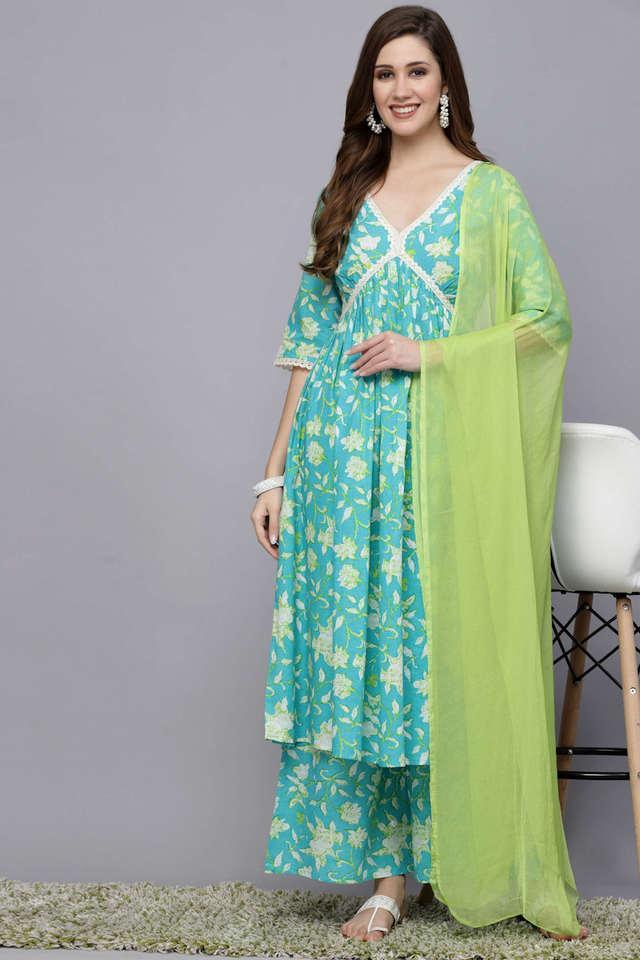 floral full length cotton woven s kurta palazzo dupatta set