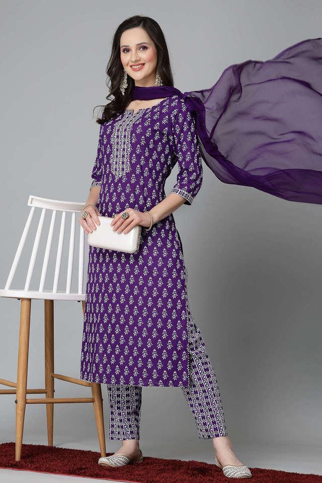 floral full length rayon woven womens kurta pant dupatta set