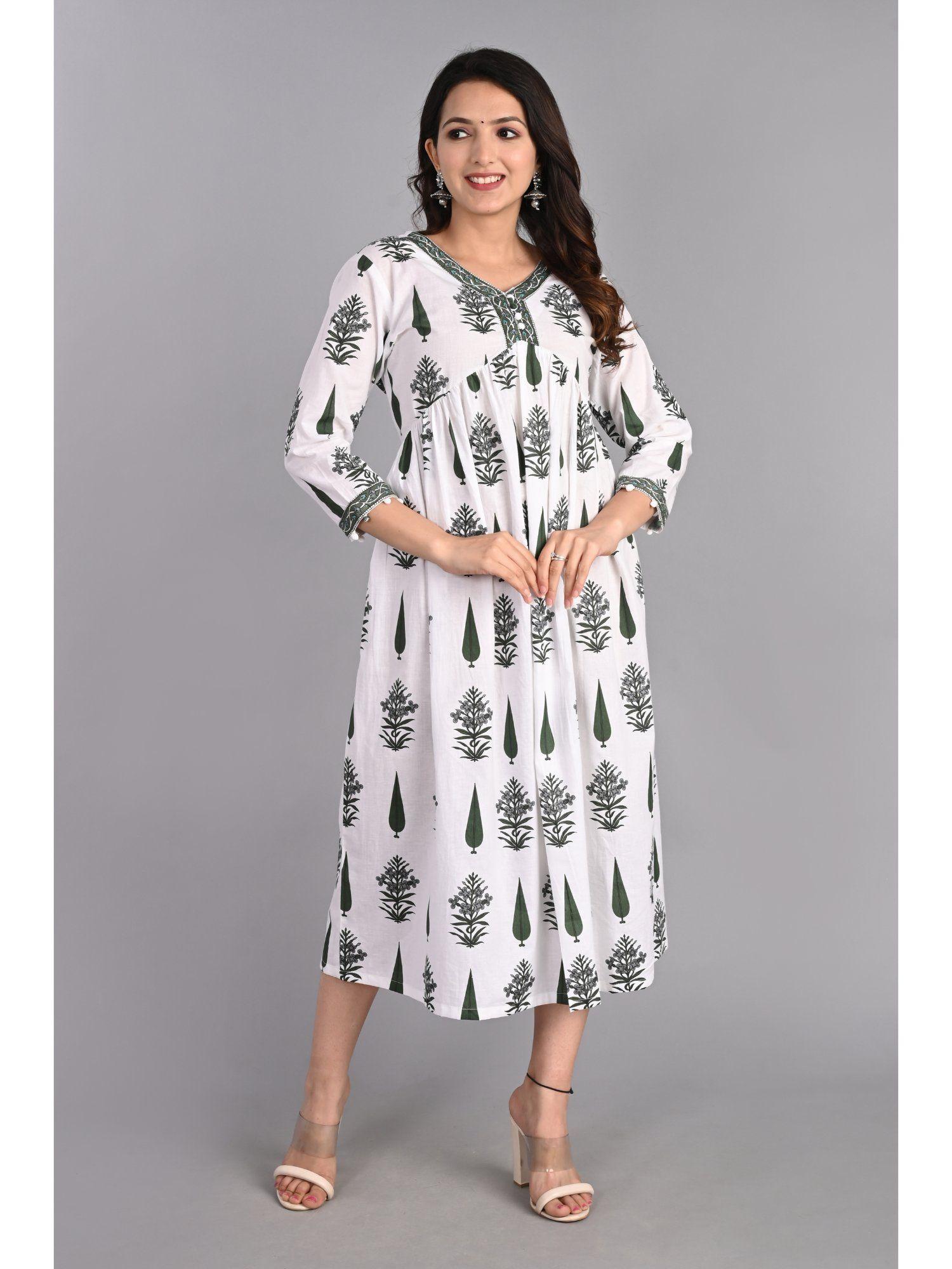 floral gathered a-line dress