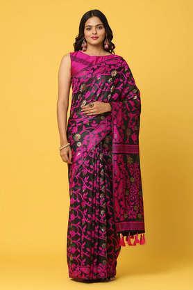 floral georgette festive wear women's saree - black