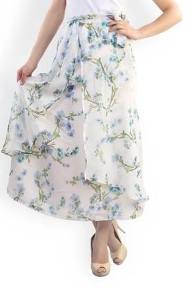 floral georgette regular fit women's casual skirt - natural