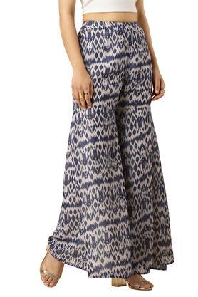 floral georgette regular fit women's sharara - blue