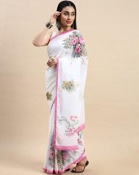 floral georgette saree with blouse piece