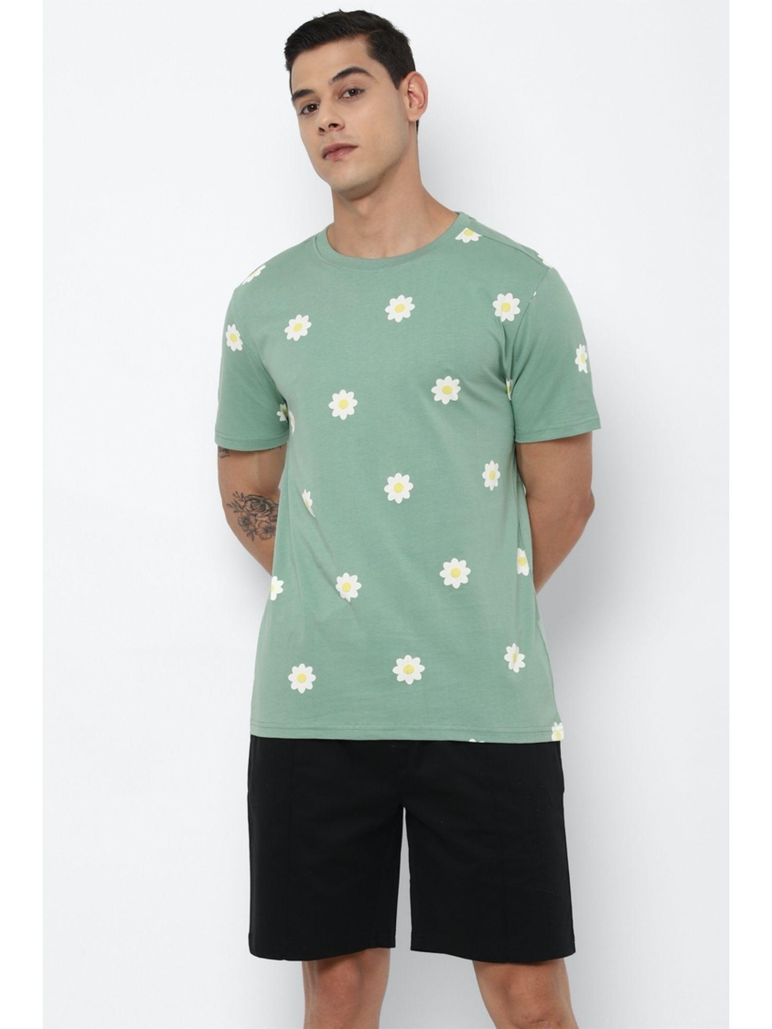 floral green print t-shirt
