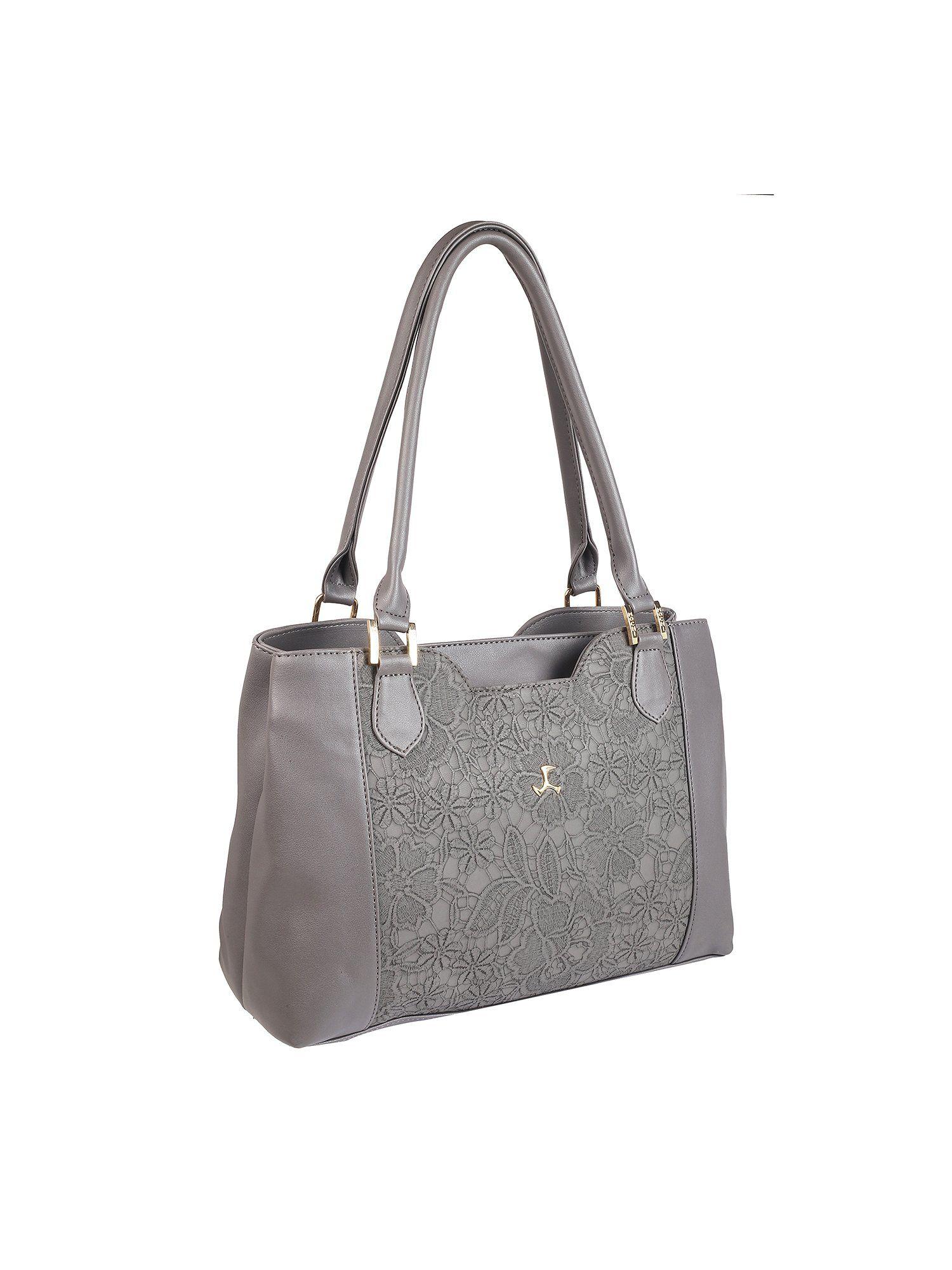 floral grey handbag