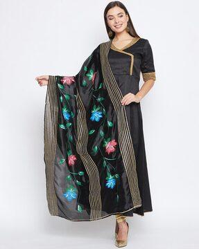 floral hand-painted dupatta