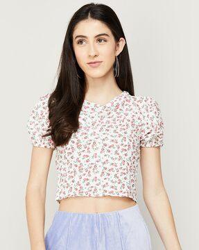 floral high neck crop top