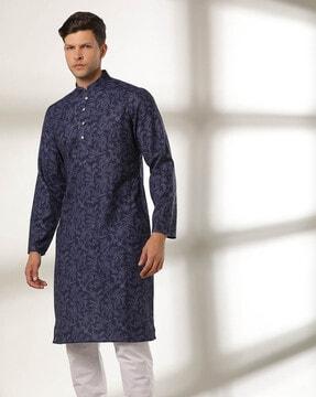 floral jaal print slim fit long kurta