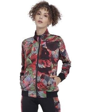floral jacket with zip front cloure