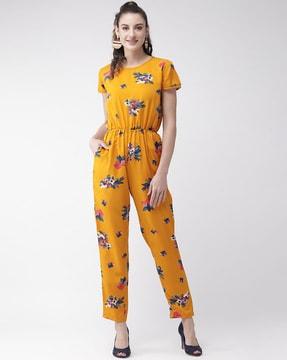 floral jumpsuit with insert pockets