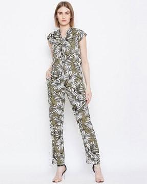 floral jumpsuit with insert pockets