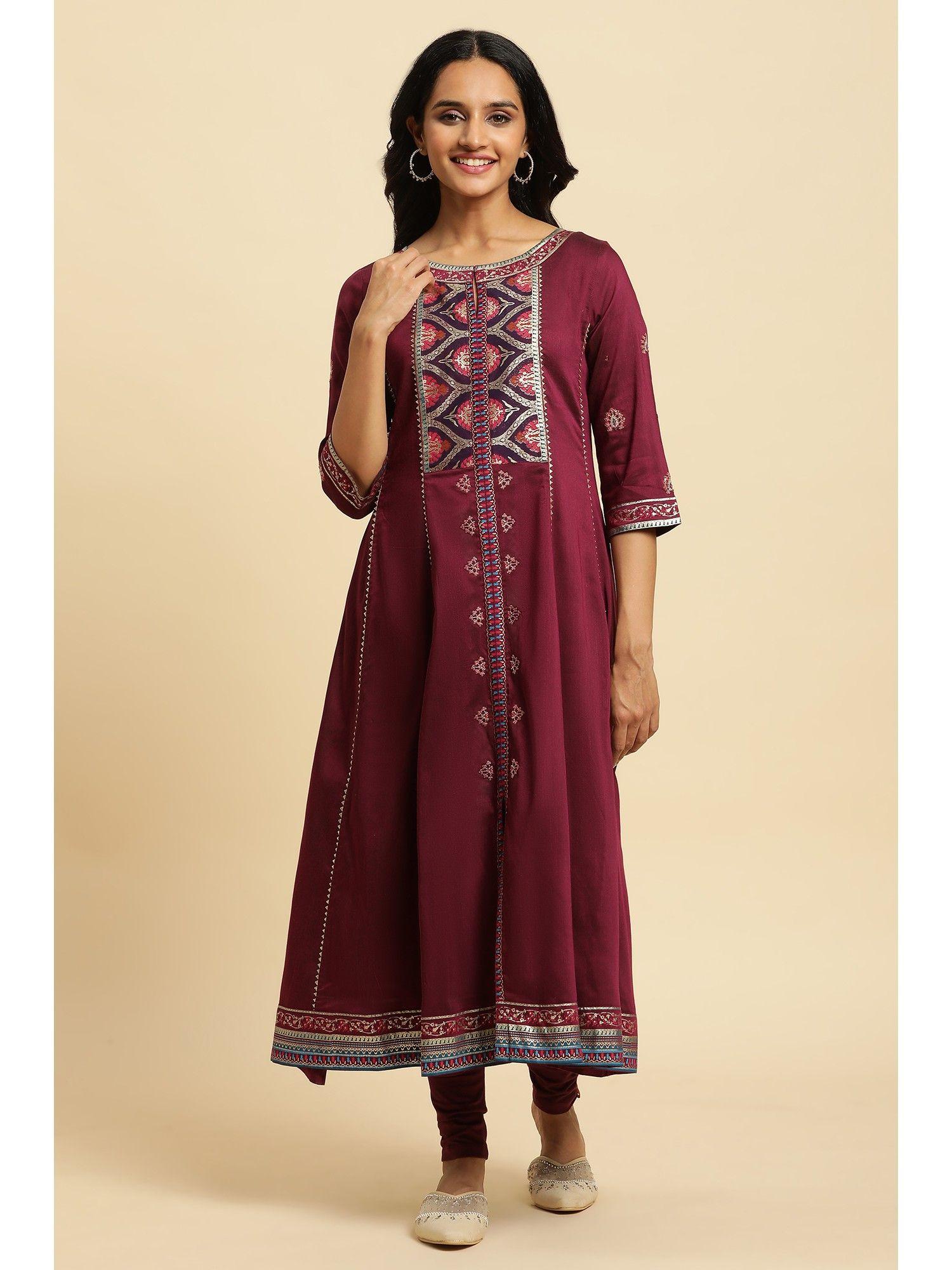 floral kurta - wine