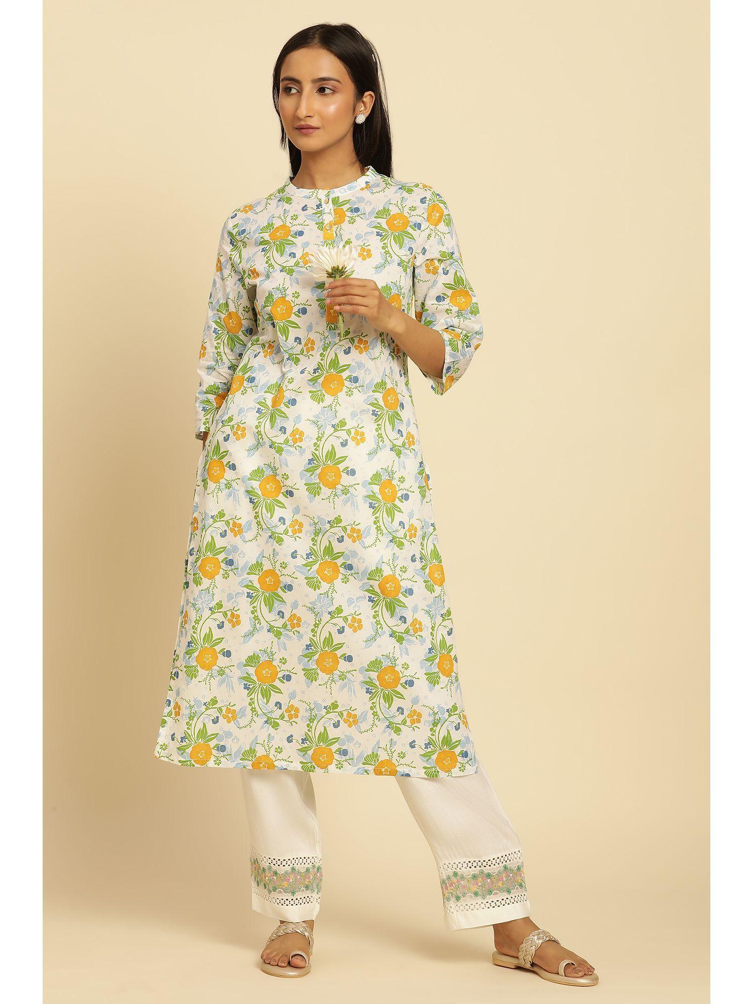 floral kurta white