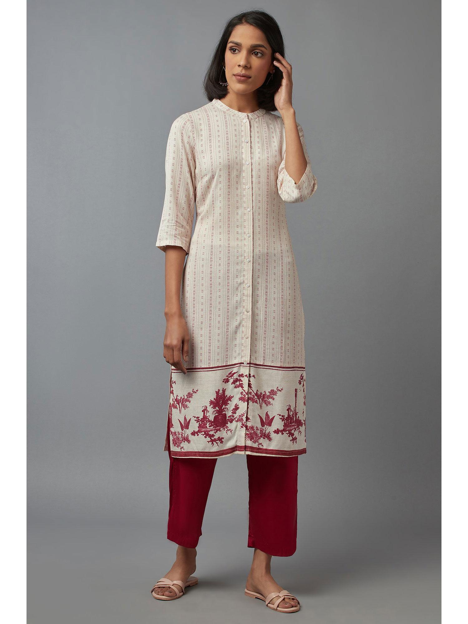 floral kurta white