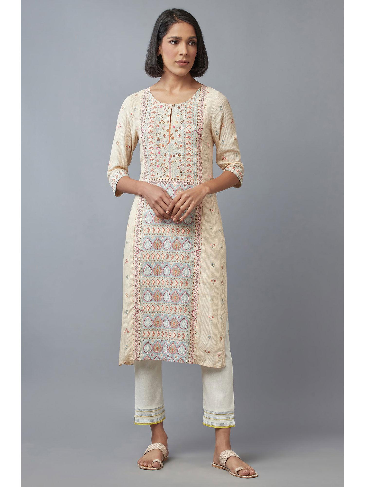 floral kurta white