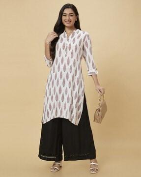 floral lace hem design flared ethnic palazzos