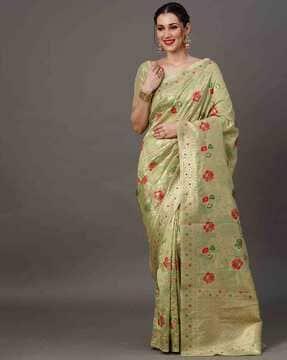 floral motifs woven saree