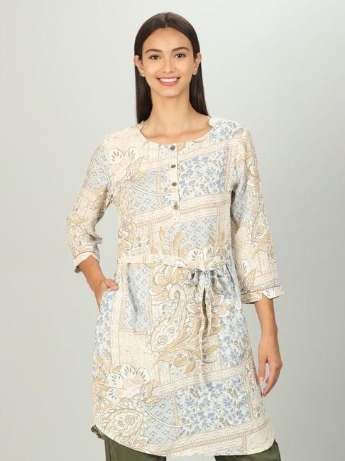 floral off white tunic