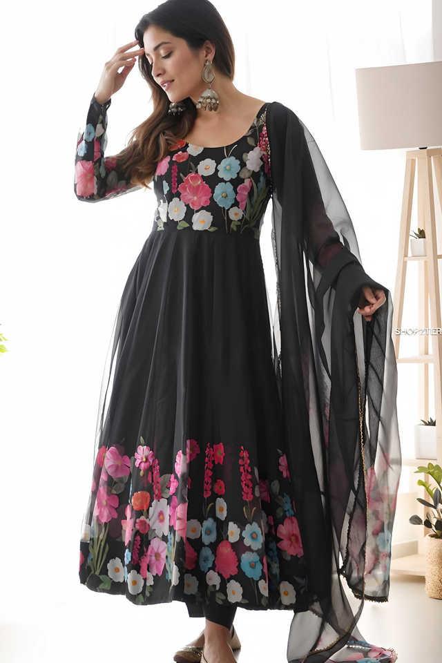 floral organza knitted womens kurta set