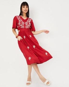 floral pattern a-line dress