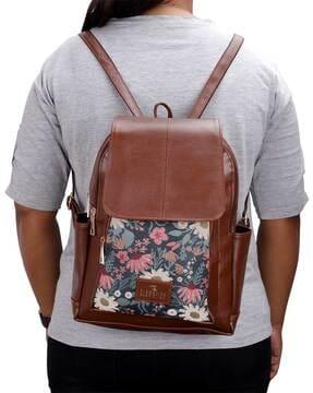 floral pattern backpack with adjustable strap